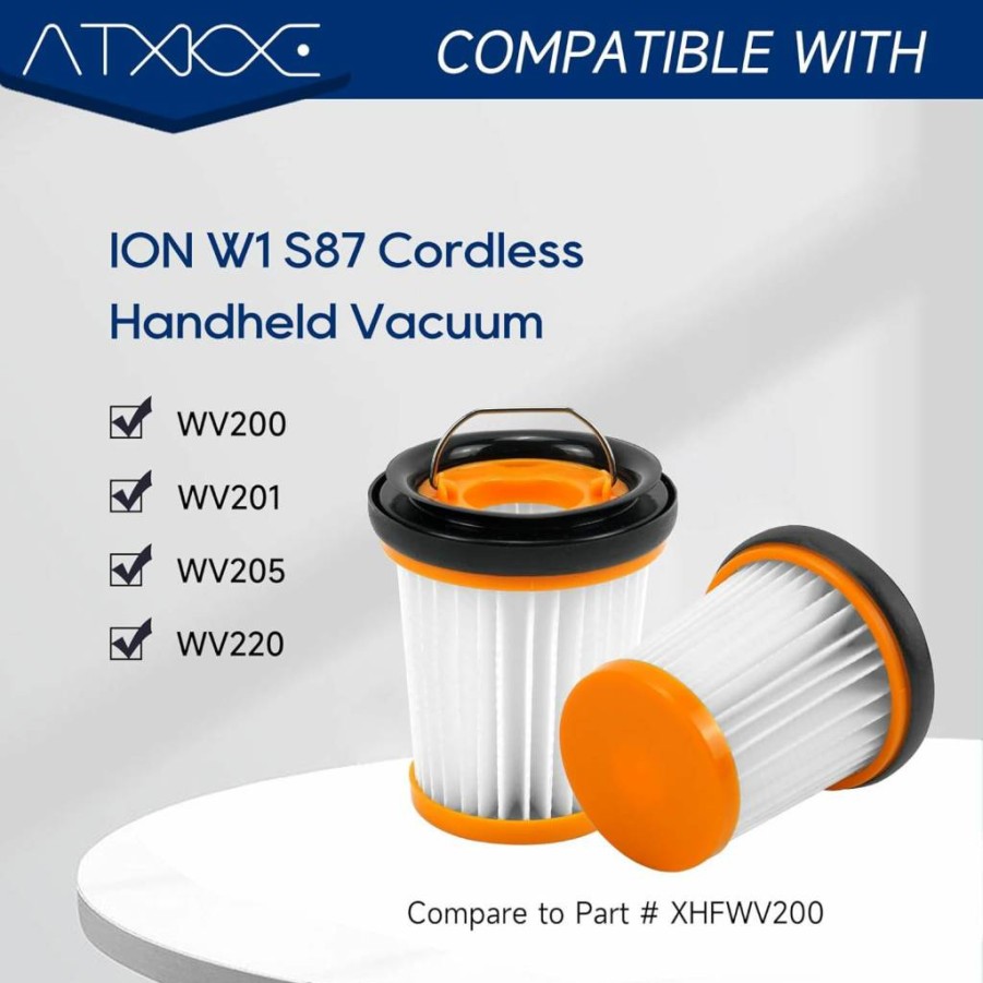 ATXKXE 8 Pack Replacement Filters + 1 Cleaning Brush Compatible with Shark Wandvac W1 S87 WV200 WV201 WV205 WV220, Fits Part # XHFWV200