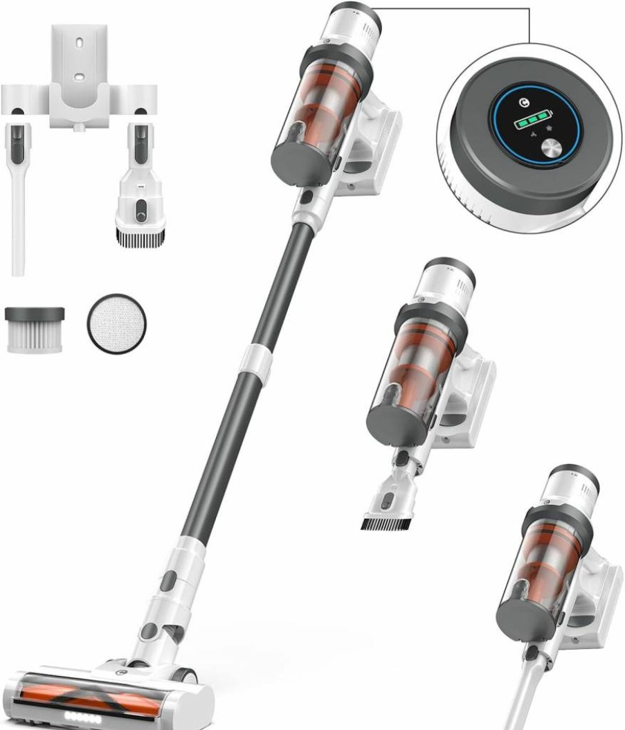CHEBIO Cordless Vacuum Cleaner - 40Kpa Powerful Suction, 50 Min Runtime, 1.6L Anti-Tangle Dust Cup, Lightweight for Carpets & Hard Floors
