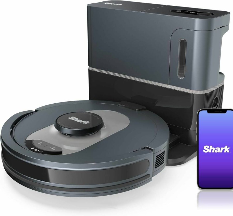 Shark Matrix AV2310AE Self-Emptying Robot Vacuum for Carpets & Hard Floors, Wi-Fi Connected, Bagless, 45-Day Capacity, Precision Home Mapping, Pet Hair Specialist, Black/Brass