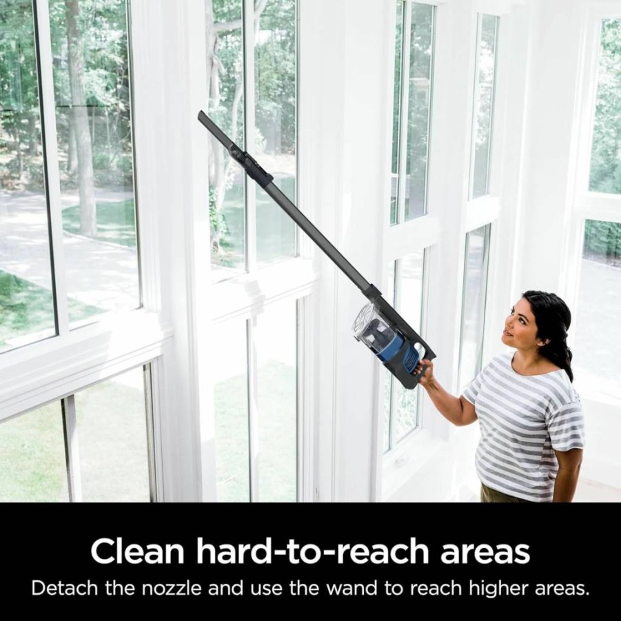 Shark WZ250 Pet Pro Cordless Stick Vacuum - PowerFins Brushroll, XL Dustbin, Self-Cleaning, LED Headlights, 40 Min Runtime, Blue (Renewed) - Ideal for Pet Hair