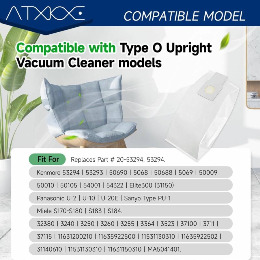 6 Pack ATXKXE Vacuum Cleaner Dust Bags Compatible with Kenmore 53294 50688 Type O Replacement Bags