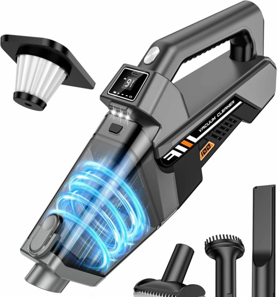 EYYA Cordless Handheld Vacuum Cleaner - 16Kpa Powerful Suction, Rechargeable & Portable for Car, Home, Pet Hair with HD Display & LED Lights