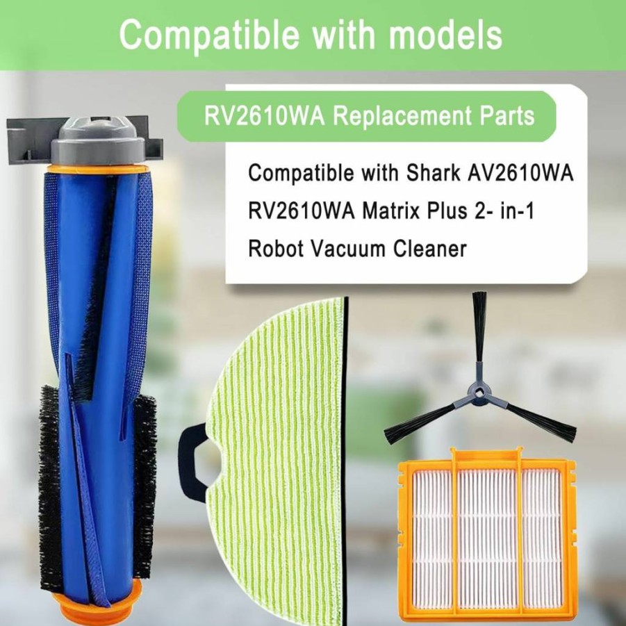 MalhSlix Replacement Parts Kit for Shark AI Ultra 2-in-1 Robot Vacuum - Main Brush, Side Brush, Filters, Roller Cover Compatible with AV2501S, AV2511AE, RV2502AE, RV2400WD Models