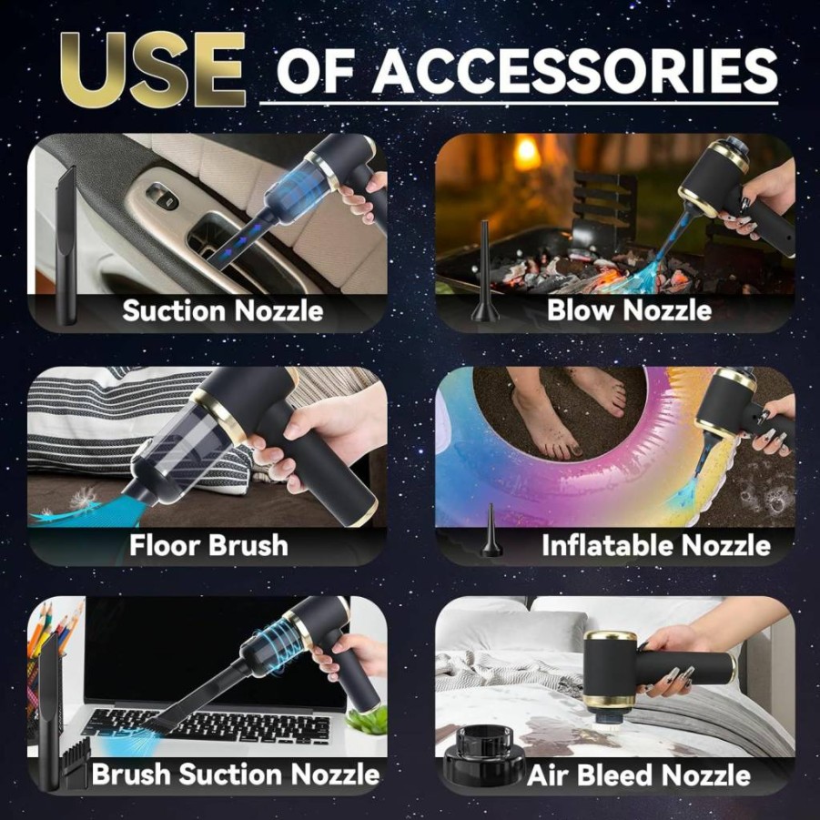 Cagulax Cordless Car Vacuum Cleaner - High Power Portable Handheld Vacuum for Auto Detailing (Black & Gold)