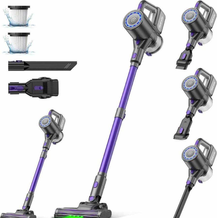 Suirviz U8 Cordless Vacuum Cleaner - 40Kpa Strong Suction, 35Min Runtime, Lightweight Stick Vacuum with Green LED, Self-Standing Design for Pet Hair, Carpets & Hard Floors