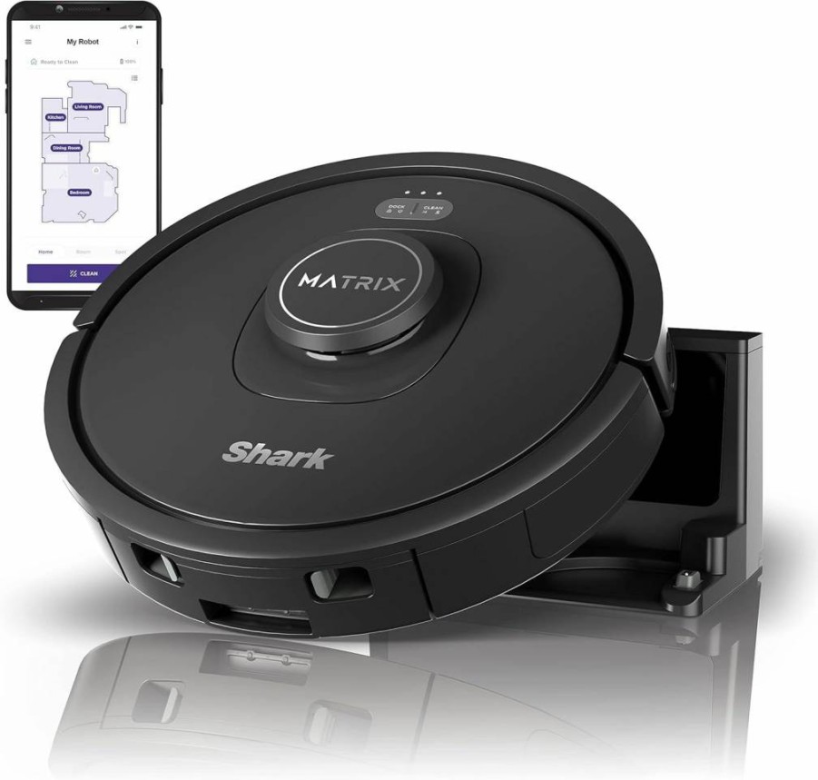 Shark RV2310 Matrix Robot Vacuum for Pet Hair, Self-Cleaning Brushroll, Wi-Fi Connected, Works on Carpets & Hard Floors, Precision Home Mapping, Black/Silver