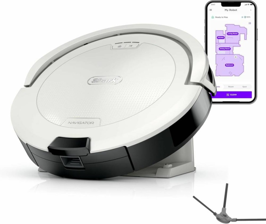 Shark RV2120AE Navigator Self-Empty Robot Vacuum with 60-Day Capacity, SmartPath Navigation, Anti-Hair Wrap Tech for Pet Hair, Works on Carpets & Hard Floors, Grey