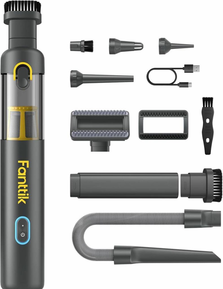 Fanttik Slim V8 Apex Cordless Car Vacuum Cleaner, 19000Pa Powerful Suction, 4-in-1 Handheld Vacuum for Car, Home, Office, Type-C Charging, 2 Modes, Portable & Lightweight (Black)