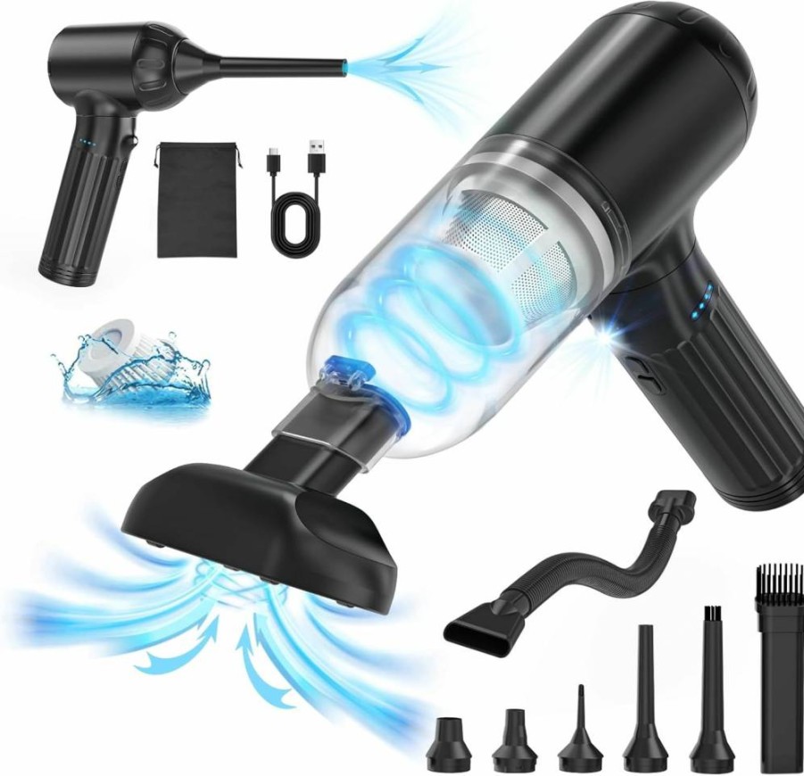 OGMAPLE 150W Cordless Handheld Vacuum Cleaner - 17000Pa High Power, 4-in-1 Mini Vac & Air Duster with 180° Rotatable Handle, LED Light for Car, Home, Office (Black)