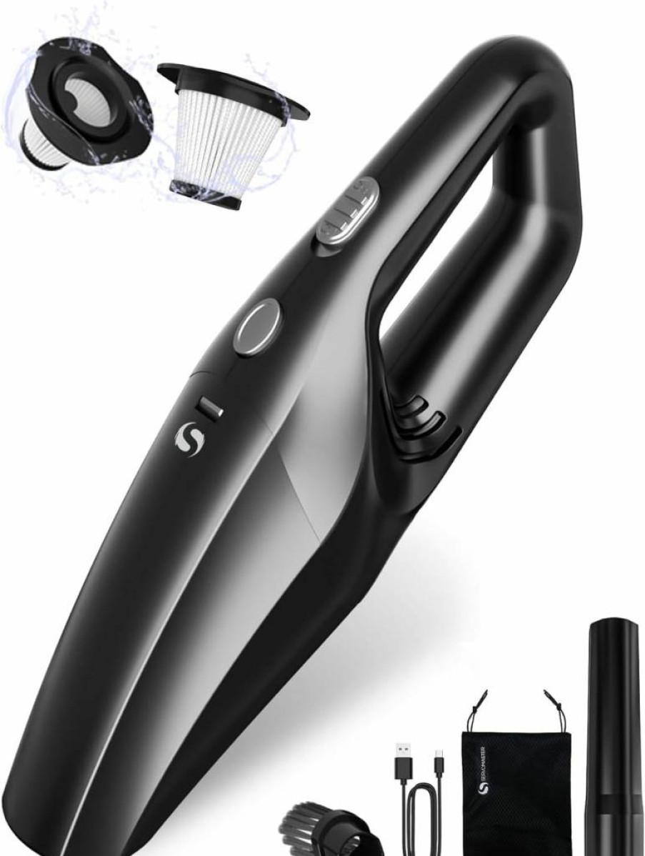 SERVOMASTER Cordless Handheld Vacuum - Powerful Portable Car Vacuum with Rechargeable Battery, Washable HEPA Filter, Mini Vacuum Cleaner for Home and Auto