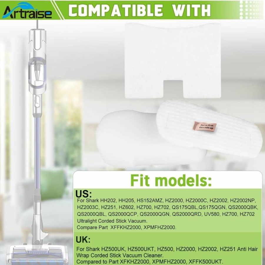 Artraise Vacuum Filter Replacement Compatible with Shark Vertex UV580, HH202, HH205, HS152AMZ, HZ2000 Series - Replaces XFFKHZ2000, XPMFHZ2000 - Ultralight DuoClean PowerFins Corded Vacuum Parts