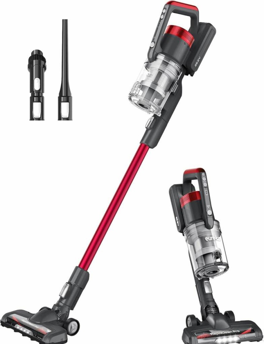 Eureka RapidClean Pro NEC186 Cordless Stick Vacuum Cleaner - Lightweight, Powerful Suction, Rechargeable, for Hard Floors & Pet Hair, Rose Red