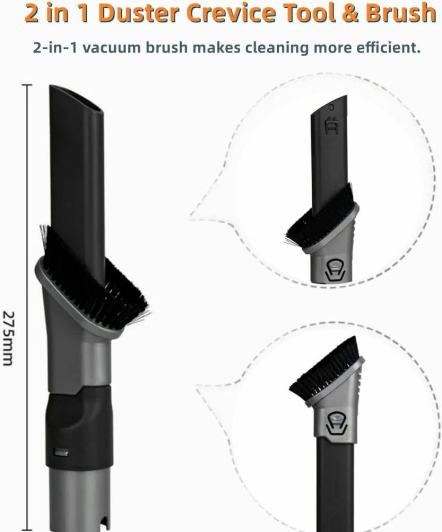 JEDELEOS 2-in-1 Vacuum Attachment for Shark Rotator & Rocket Series - Duster Crevice Tool with Horse Hair Brush