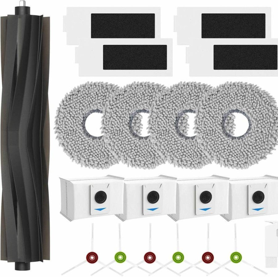 Lacvik Ecovacs T20 Omni/Max/Pro Replacement Parts Kit - Main Brush, HEPA Filters, Mop Pads, Vacuum Bags, Side Brushes for Ecovacs T20 Series Robot Vacuum Cleaner