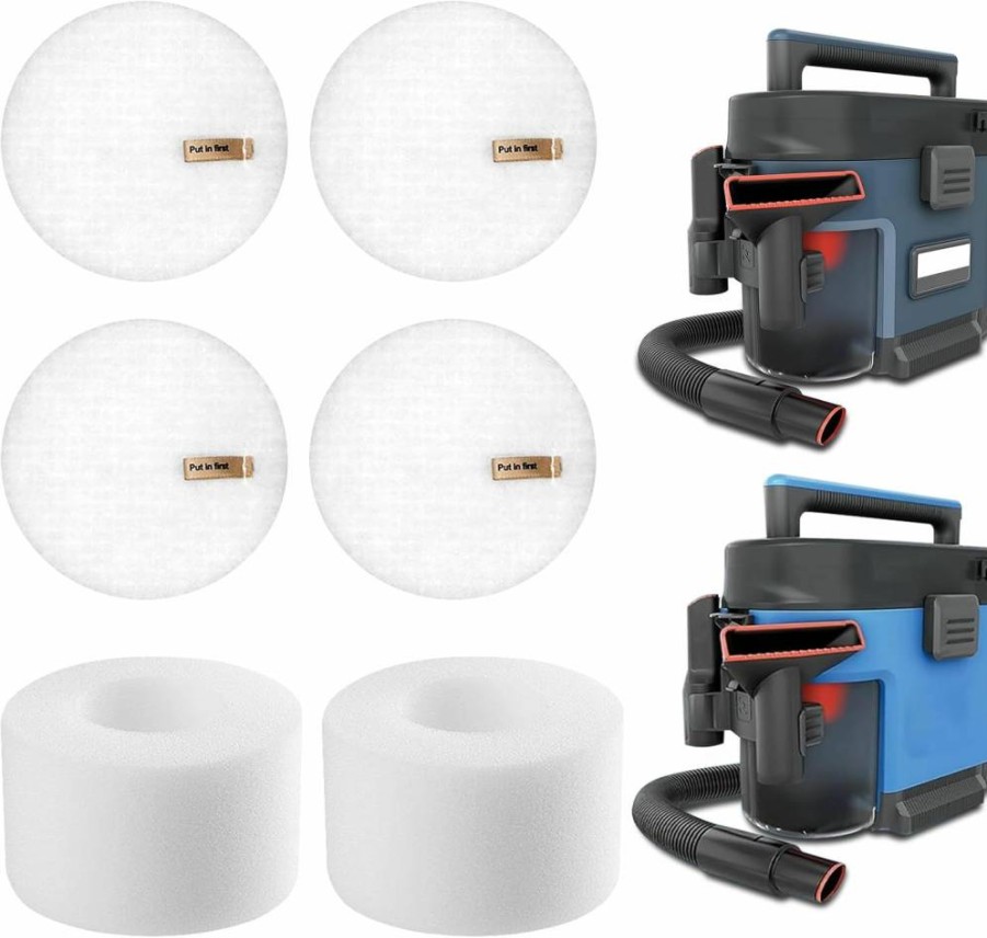 Kaulolado Replacement Wet/Dry Vacuum Filters for Shark Messmaster VS100, VS101, VS100C - Includes 2 Foam Filters and 4 Sponge Filters