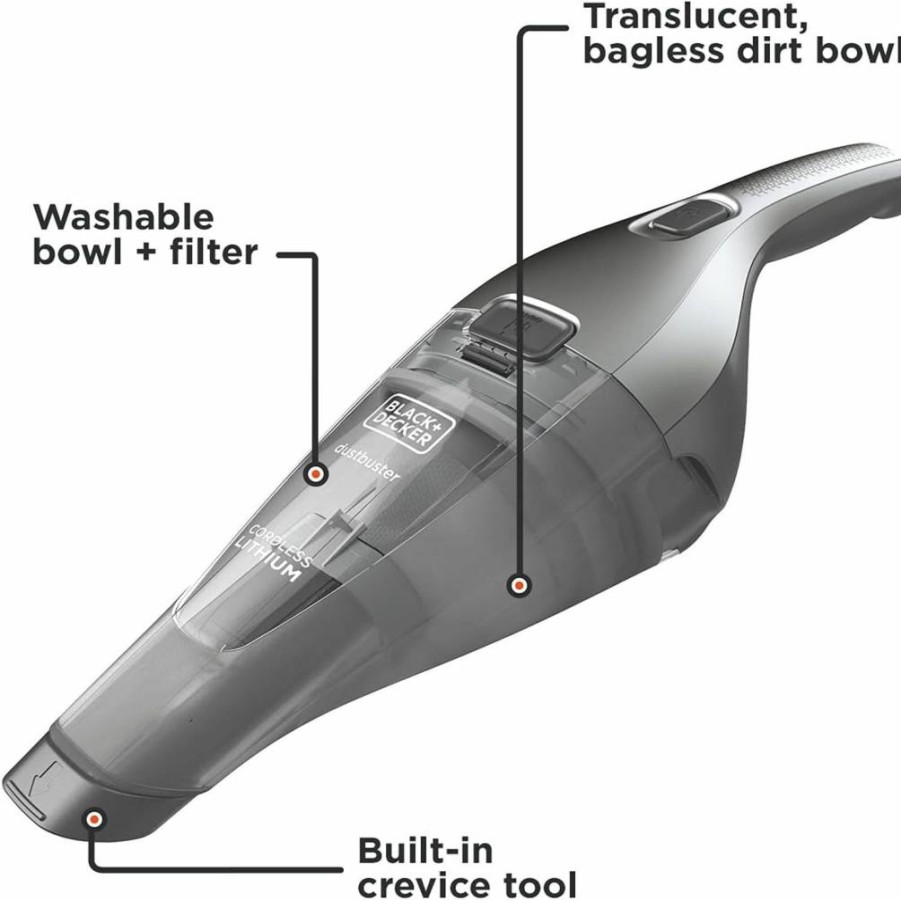 BLACK+DECKER HNVC220BCZ01 Cordless Handheld Vacuum, 8V Lightweight Hand Vac with Crevice Tool & Washable Filter for Quick Cleanup