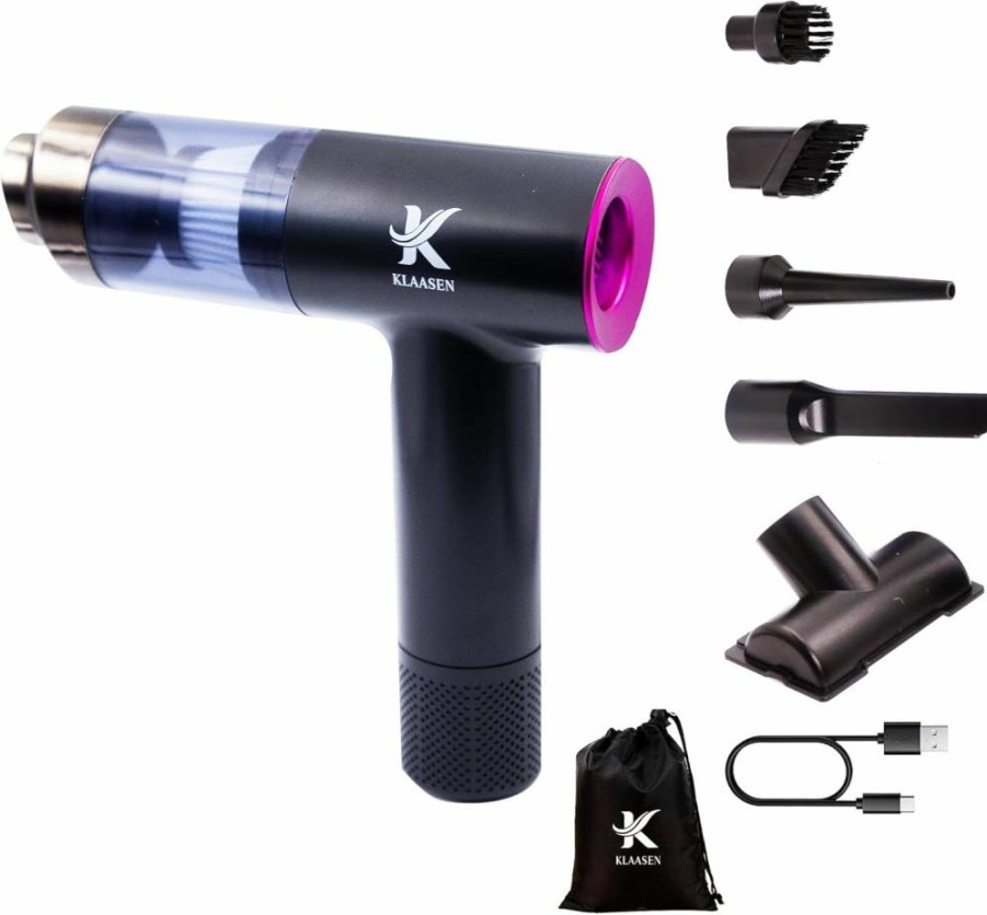 Klaasen Handheld Cordless Car Vacuum Cleaner - 12K Pa Powerful Suction, Portable Mini Dustbuster & Blower for Car, Home, Office | Black