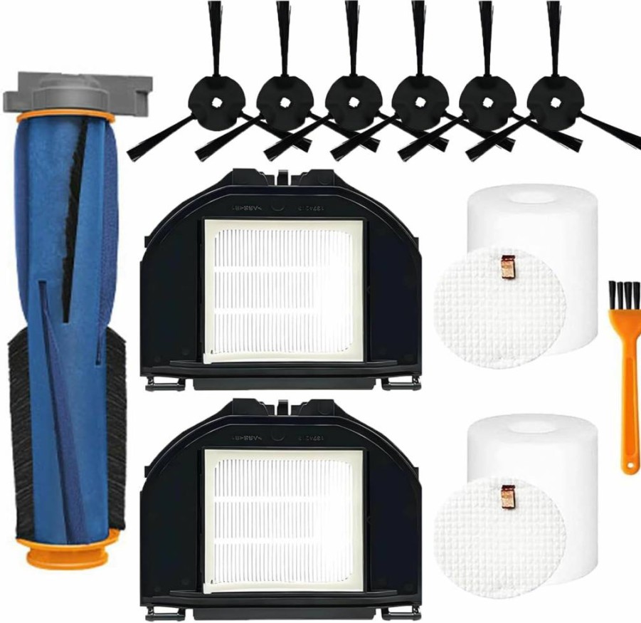 ZXHUANGOH Replacement Parts Kit for Shark RV2310AE Robot Vacuum - 1 Main Brush, 6 Side Brushes, 2 HEPA Filters, 2 Foam Filters, 1 Cleaning Tool - Compatible Accessories Bundle