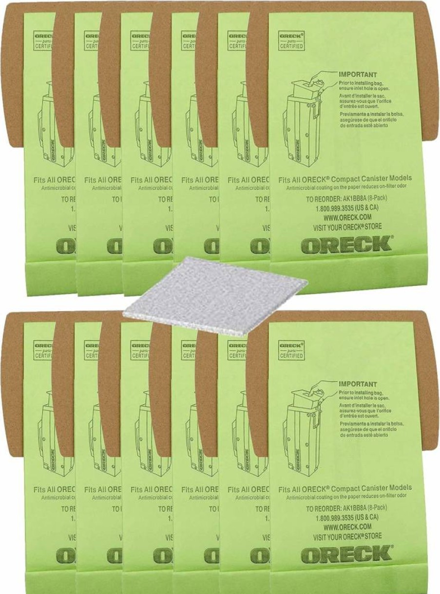 Youmeichuang 12-Pack Vacuum Bags with Motor Filter Compatible for Oreck Type BB Compact Canister Models (PKBB12DW)