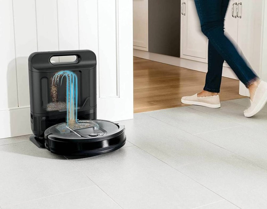 Shark Matrix Plus 2-in-1 Robot Vacuum and Mop with Sonic Mopping, Self-Empty Base, WiFi, Home Mapping, HEPA Filtration, for Pet Hair, Black/Silver (RV2610WA)