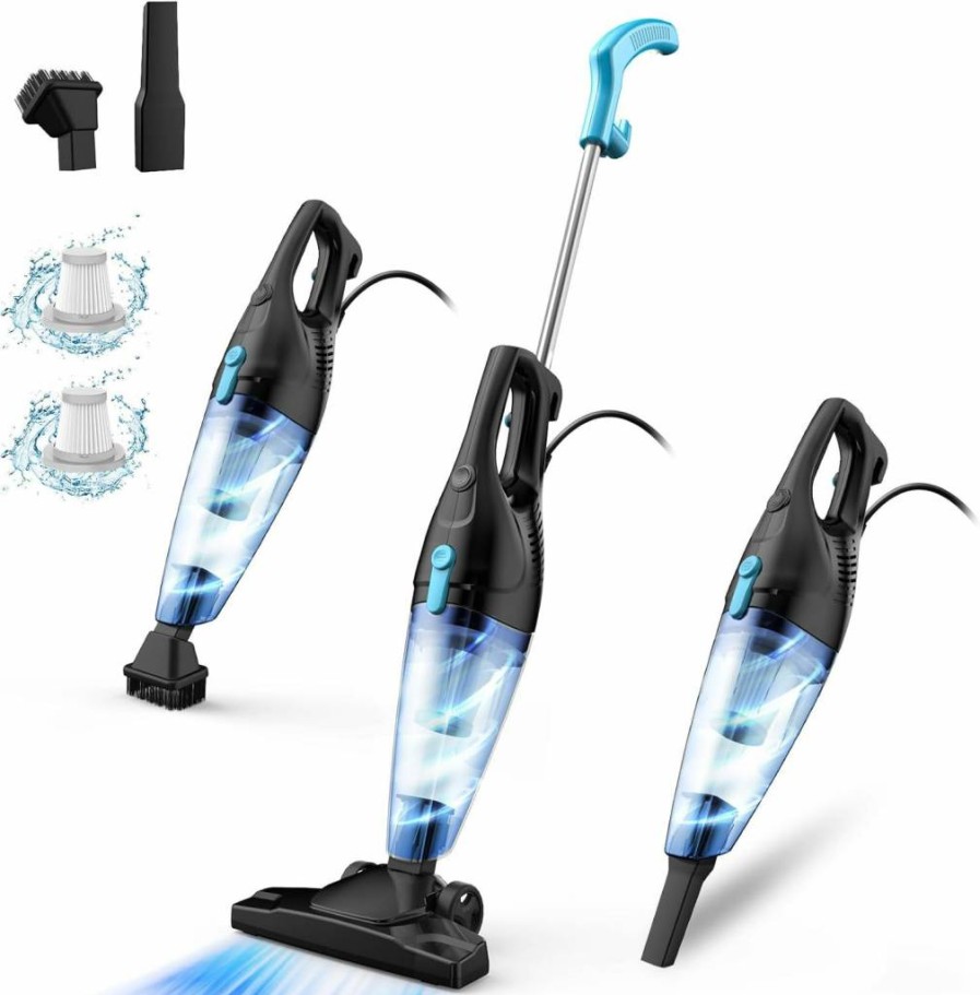TC-JUNESUN 4-in-1 Corded Stick Vacuum Cleaner with 15Kpa Suction, Washable HEPA Filter, Lightweight Design for Pet Hair, Carpets & Hard Floors, Converts to Handheld Vacuum for Home & Car Cleaning
