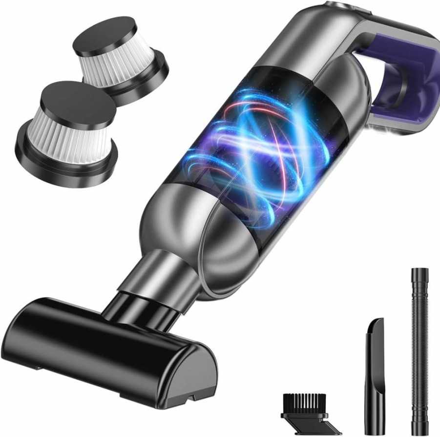 NecYINuoVe Cordless Handheld Vacuum Cleaner - Powerful Suction, Rechargeable, Lightweight for Car, Home, Office, Pet Hair, LED Light, Portable Black Vacuum
