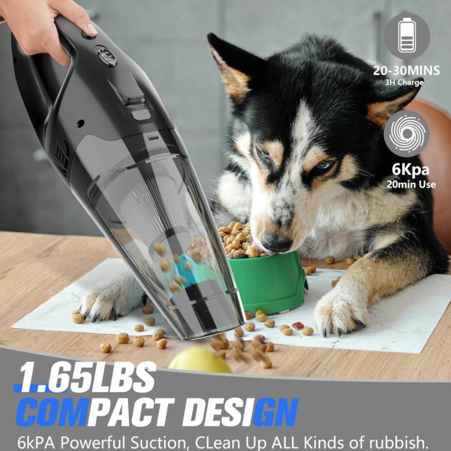 BSRCO Cordless Handheld Vacuum Cleaner - 3-in-1 Rechargeable USB Car Vacuum with LED Light, HEPA Filter, 1.65Lbs Lightweight for Dust & Pet Hair