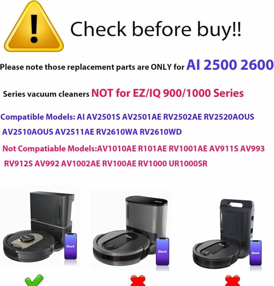 JoyBros Replacement Parts Kit for Shark Vacuum Av2610Wa Rv2610Wa Rv2410Wd - Includes 2 Main Brushes, 6 Side Brushes, 4 Filters, 3 Mop Pads, 2 Pre Filters & 1 Foam Filter