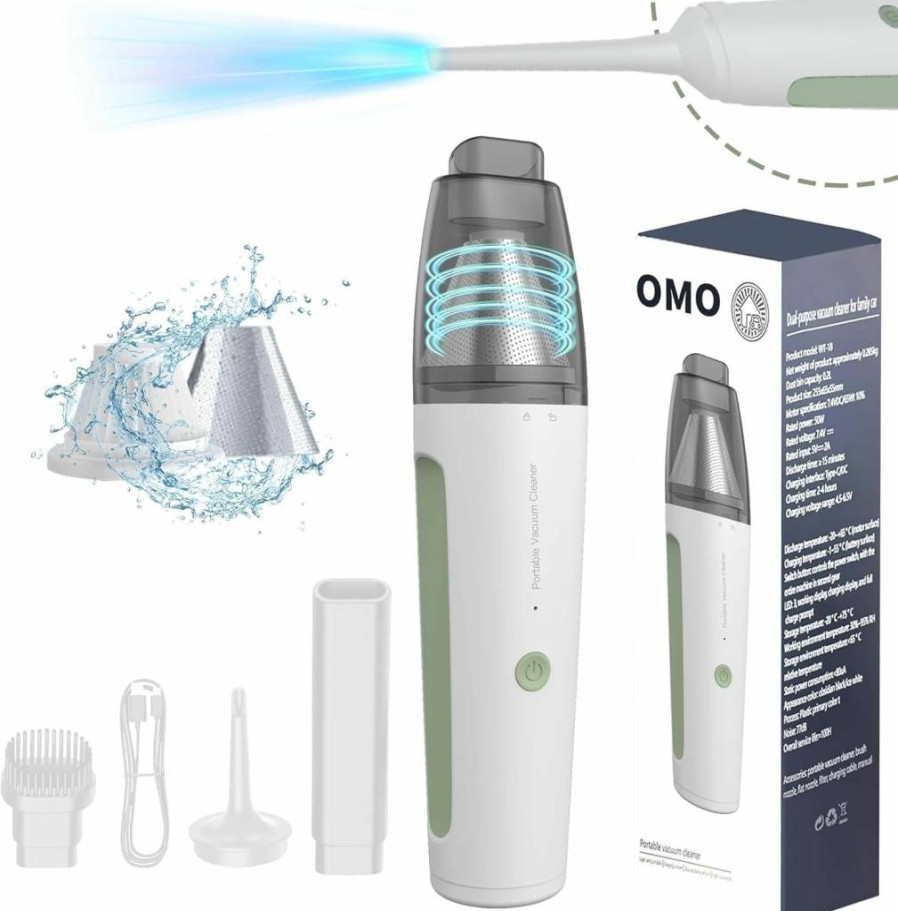 OMO Handheld Cordless Vacuum Cleaner - 13000Pa Powerful Suction, 2-in-1 Blow & Dust Removal, Lightweight Portable for Car, Home, Office, Pet Hair (White)