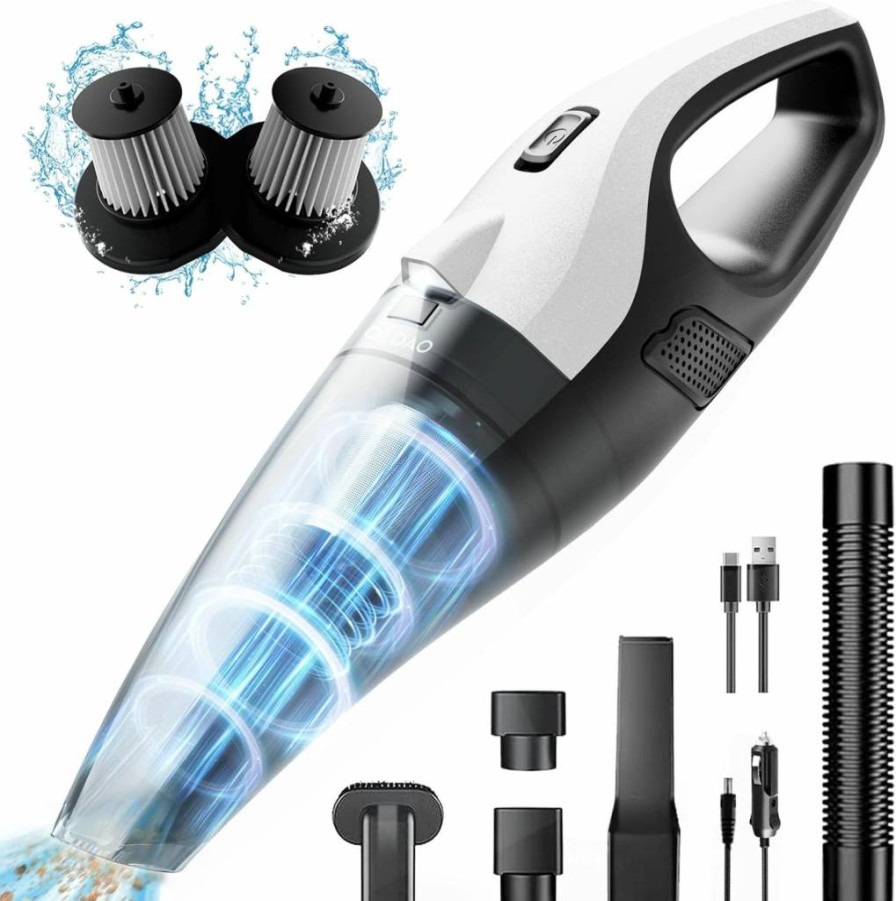 OLDAO Cordless Handheld Vacuum Cleaner - 15000Pa Strong Suction, LED Light, Multi-Nozzles, Washable Filter, Rechargeable for Car, Home, Pet Hair