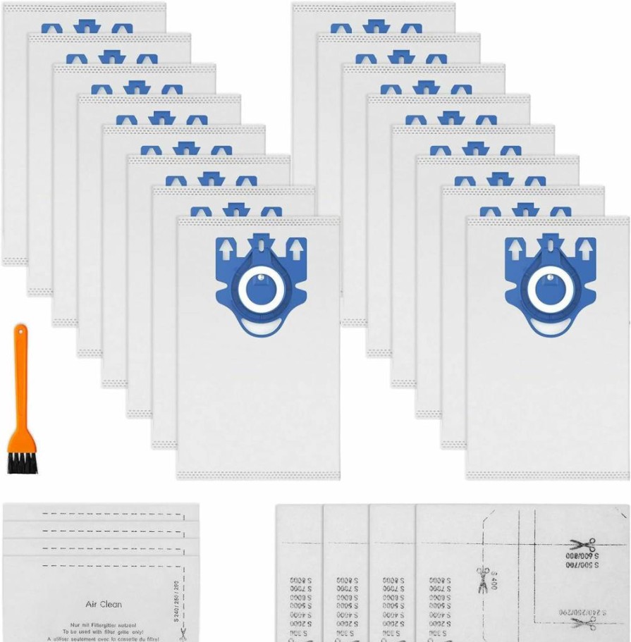 LemonQueen 16 Pack 3D Airclean Dust Bags Replacement for Miele GN Vacuum Cleaner, Compatible with Classic C1 C2 C3 & Compact C1 C2 S2 S5 S8 S400 Series
