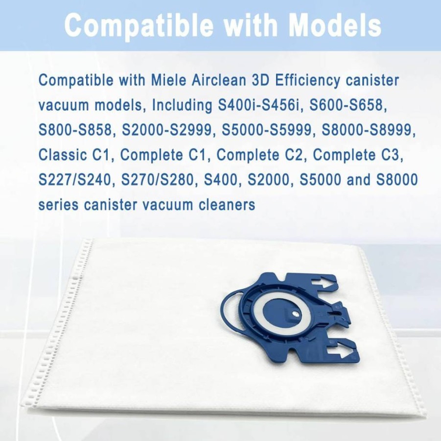 16 Pack CauYien Vacuum Cleaner Bags with 4 Motor & 4 Airclean Filters Compatible with Miele Classic C1, Complete C1 C2 C3, S2, S5, S8 Series