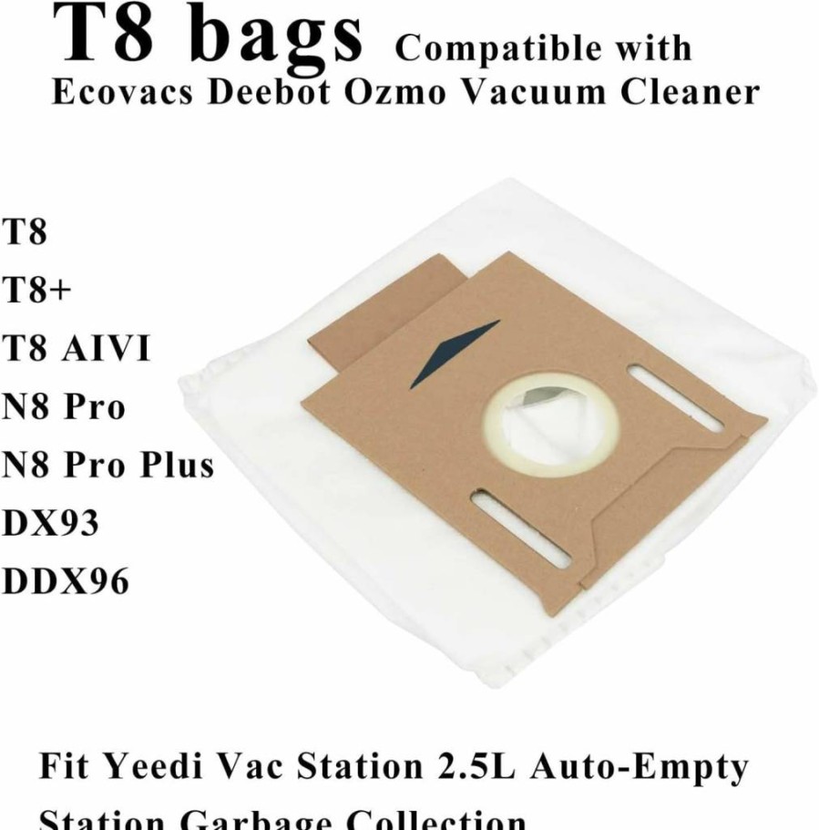 Bitionful 14 Pack T8 Vacuum Bags Compatible with Ecovacs Deebot T8, T8+, T8 AIVI, N8 Pro, N8 Pro Plus, DX93, DDX96 & Yeedi Vac Station 2.5L Auto-Empty Dustbin