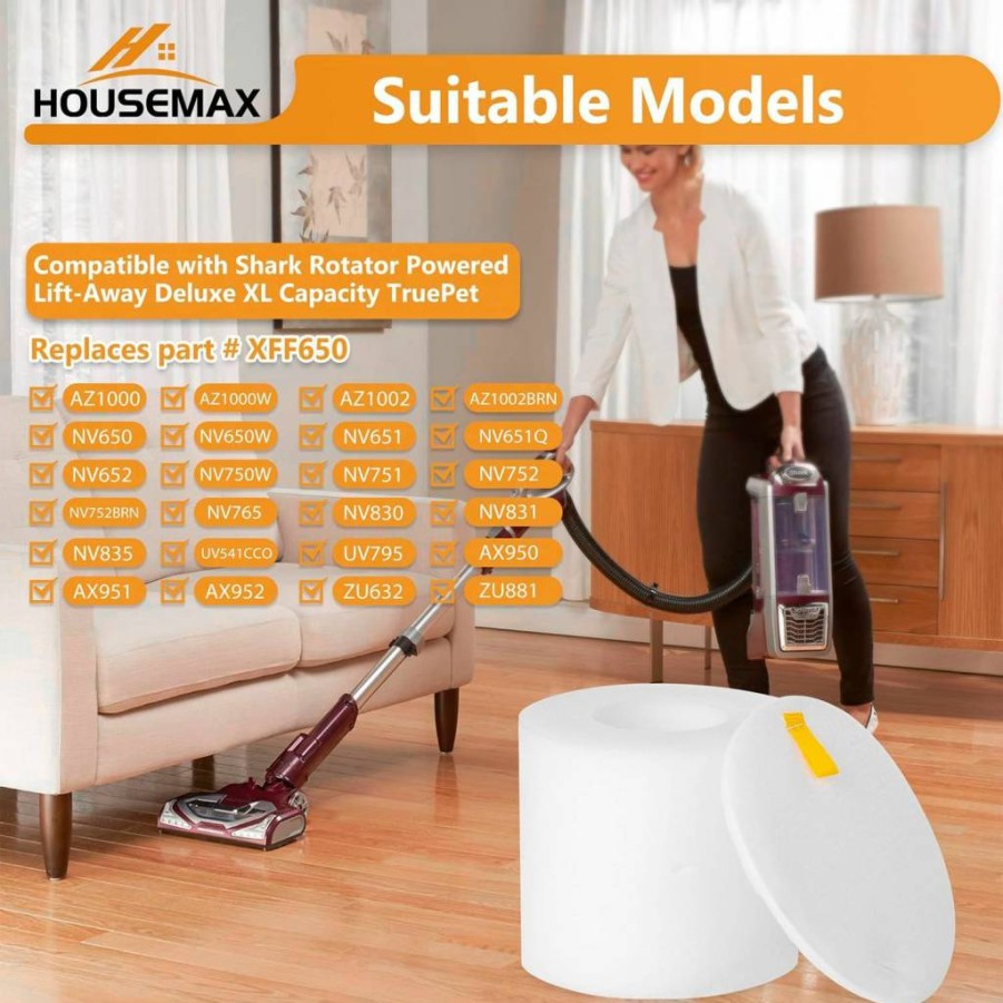 HOUSEMAX 2 Pack Foam & Felt Replacement Filters Compatible with Shark Rotator NV650 NV651 NV652 NV750 NV751 NV752 Powered Lift-Away Vacuum XFF650