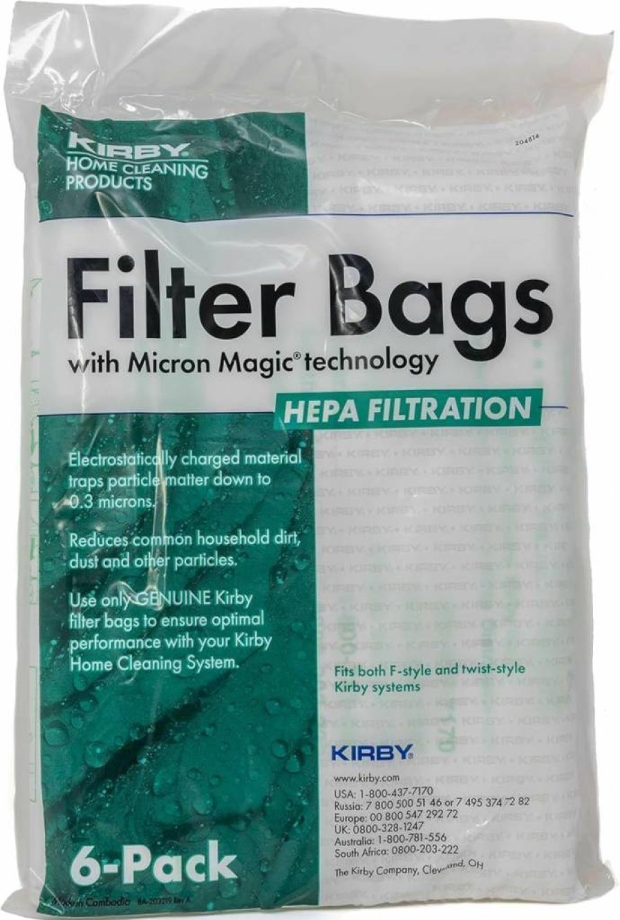 Kirby Microallergen Plus HEPA Filter Bags 6-Pack - Compatible with Kirby F-Style & Twist-Style Vacuums - Replacement Part #204814 - Allergy-Friendly Vacuum Bags