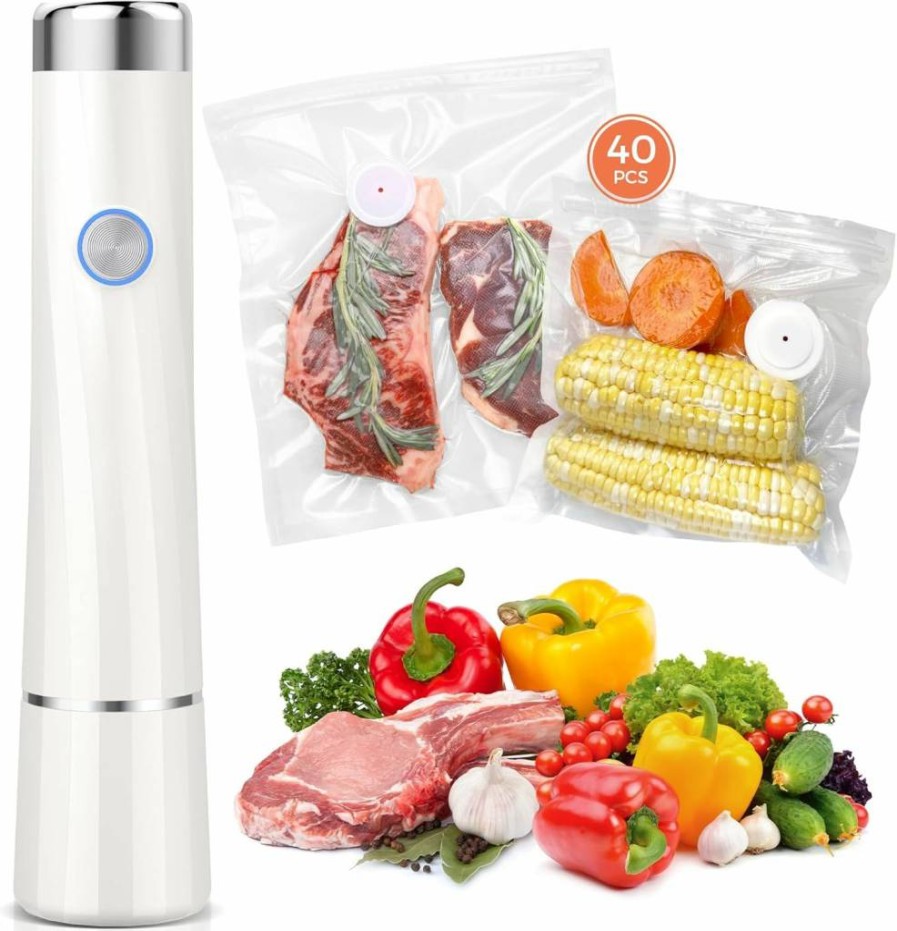 Kayiant Handheld Vacuum Sealer with 40 Reusable Vacuum Seal Bags - 10X Longer Food Preservation & Freshness, Compact Vacuum Sealer for Food Storage
