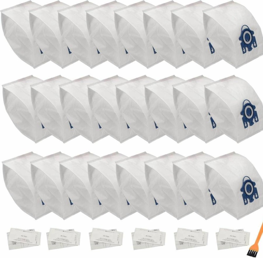 24 Pack LANROON Vacuum Bags & Filters Compatible with Miele Classic C1, C2, C3, S200, S2000, S400, S5, S8 Series - Includes 6 HEPA Filters & 1 Cleaning Brush
