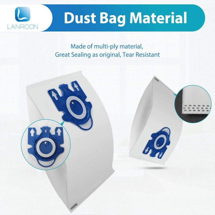24 Pack LANROON Vacuum Bags & Filters Compatible with Miele Classic C1, C2, C3, S200, S2000, S400, S5, S8 Series - Includes 6 HEPA Filters & 1 Cleaning Brush